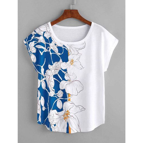 T-shirt à imprimé floral à manches dolman - SHEIN - Modalova