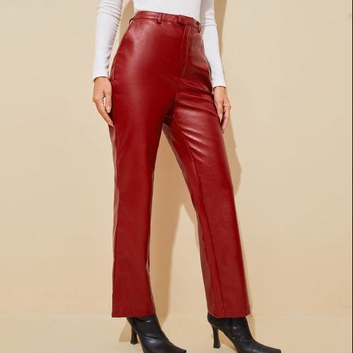 Pantalon droit taille haute en cuir PU - SHEIN - Modalova