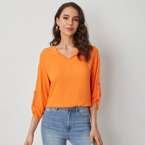 Blouse unicolore avec col V - SHEIN - Modalova