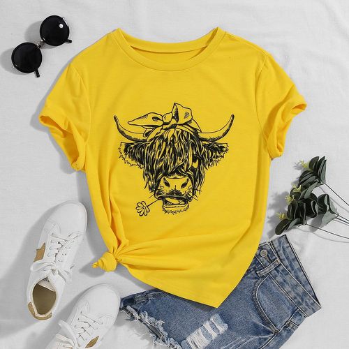T-shirt à vache fleuri - SHEIN - Modalova