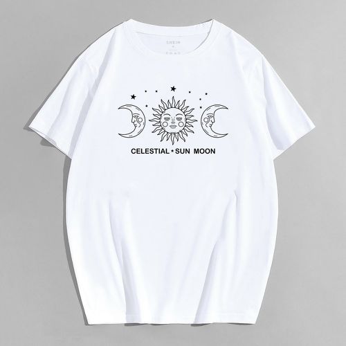 T-shirt à motif soleil et à lettres - SHEIN - Modalova