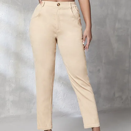 Pantalon trapèze élastique en velours côtelé - SHEIN - Modalova