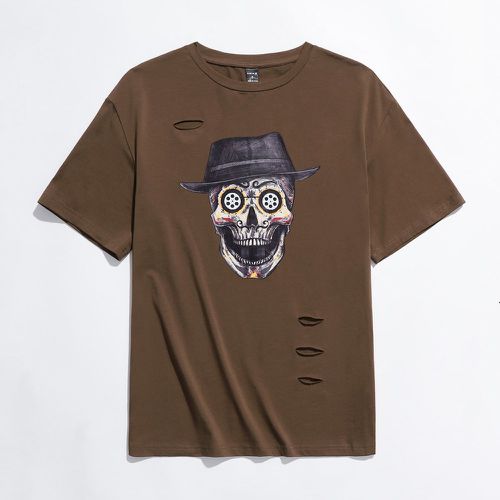 T-shirt déchiré à squelette à lettres - SHEIN - Modalova
