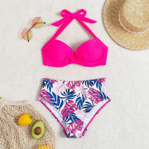 Bikini push-up à imprimé tropical torsadé - SHEIN - Modalova