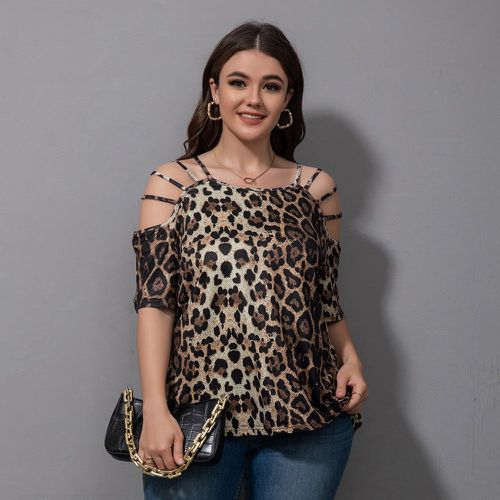 T-shirt à léopard à épaules dénudées - SHEIN - Modalova