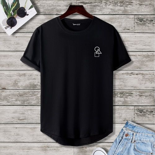 T-shirt à imprimé géométrique asymétrique - SHEIN - Modalova