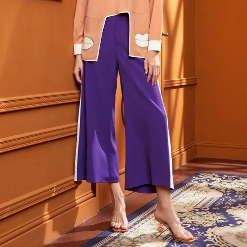 Pantalon ample à blocs de couleurs - SHEIN - Modalova