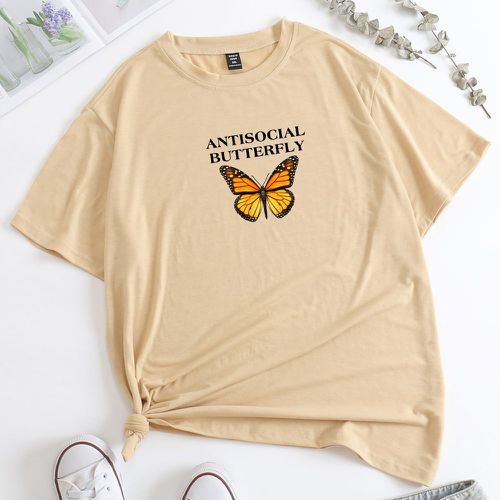 T-shirt à imprimé lettre et papillon - SHEIN - Modalova