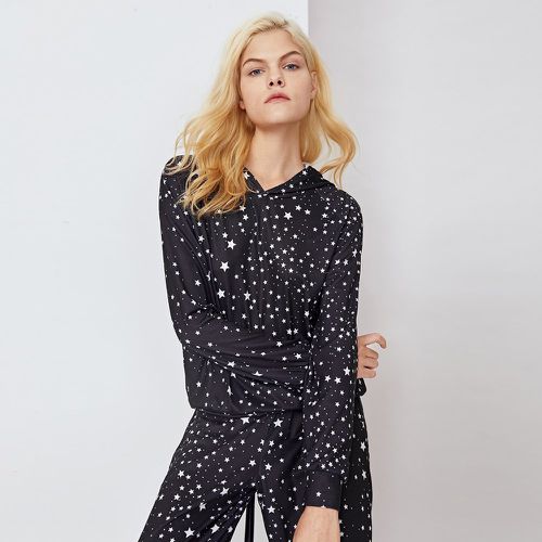 Ensemble de pyjama à imprimé étoile à manches raglan à capuche - SHEIN - Modalova