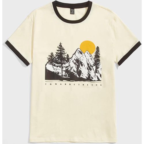 T-shirt montagne & à imprimé soleil - SHEIN - Modalova