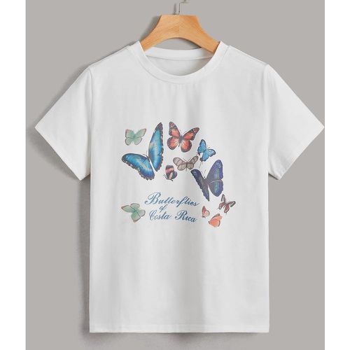 T-shirt papillon à lettres - SHEIN - Modalova