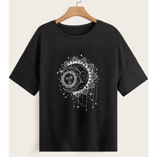 T-shirt à imprimé soleil et lune - SHEIN - Modalova