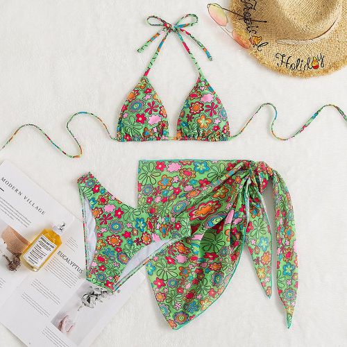 Bikini fleuri avec jupe de plage - SHEIN - Modalova