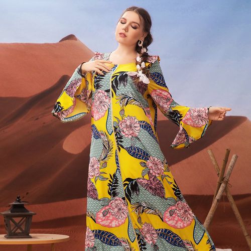 Robe tunique géométrique & à imprimé floral manches évasées à volants - SHEIN - Modalova