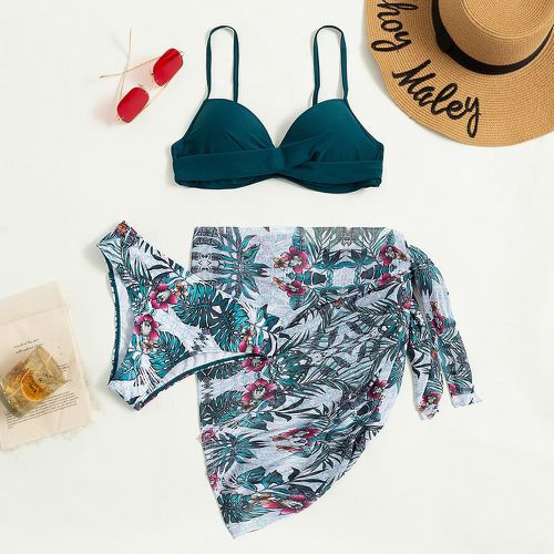 Pièces Bikini push-up à imprimé végétale & Jupe de plage - SHEIN - Modalova