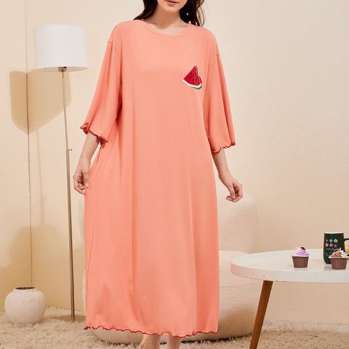 Robe de pyjama à imprimé pastèque à ourlet ondulé - SHEIN - Modalova
