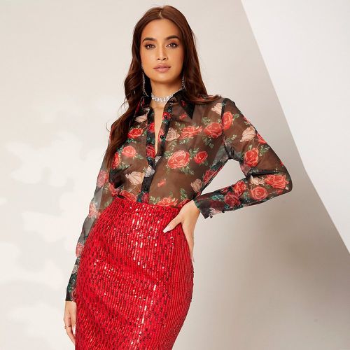 Chemisier à imprimé floral en organza - SHEIN - Modalova