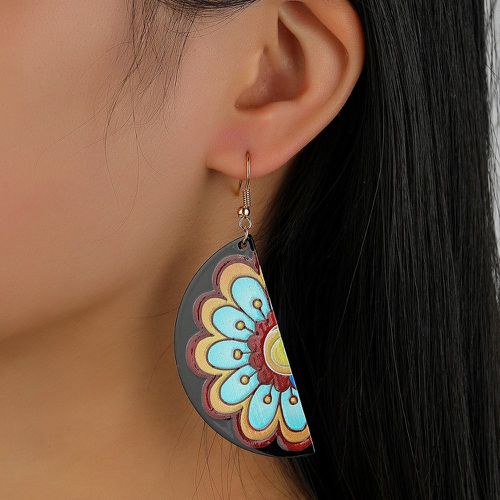 Pendants d'oreilles géométriques à motif fleur - SHEIN - Modalova