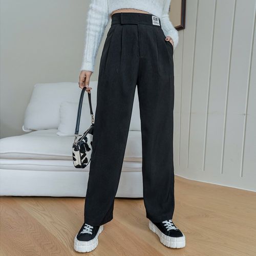 Pantalon taille haute plissé à applique - SHEIN - Modalova