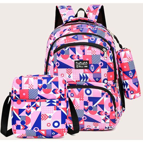 Pièces Set de sac à dos à blocs de couleurs géométrique - SHEIN - Modalova