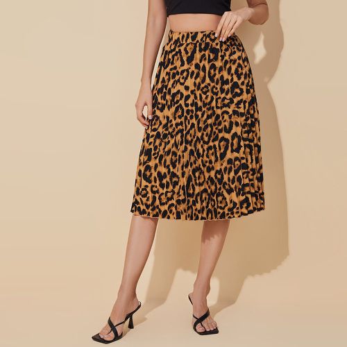 Jupe à plis taille haute à léopard - SHEIN - Modalova