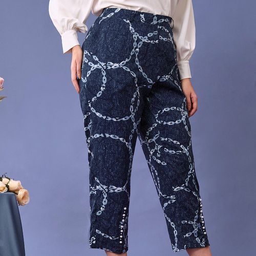 Pantalon à imprimé chaîne taille haute - SHEIN - Modalova