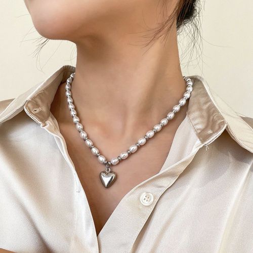 Collier à pendentif cœur à fausse perle - SHEIN - Modalova