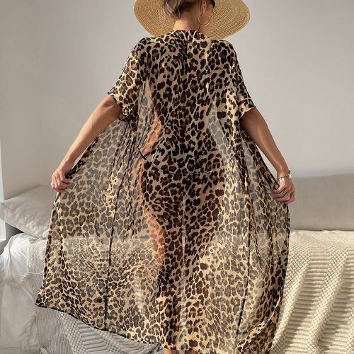 Kimono ceinturé amovible léopard en mousseline - SHEIN - Modalova