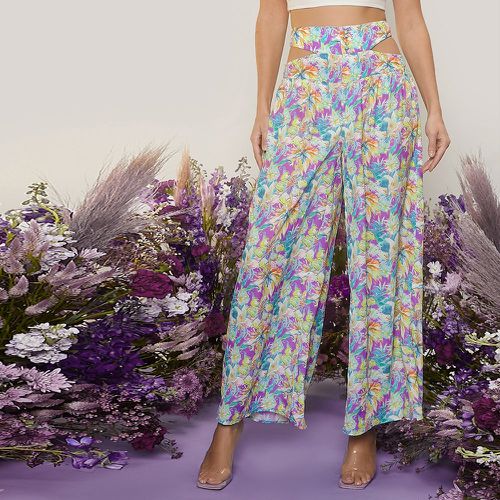 Pantalon à imprimé floral avec découpe - SHEIN - Modalova