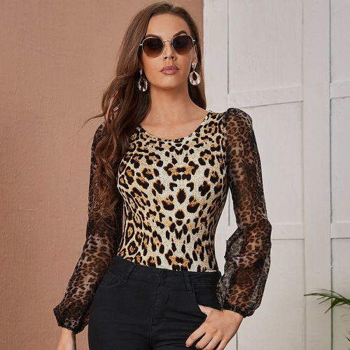 T-shirt à léopard avec tulle - SHEIN - Modalova