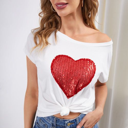 T-shirt cœur à paillettes - SHEIN - Modalova