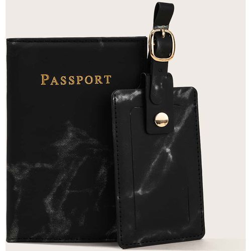 Étui à passeport à lettres à motif marbré & Étiquette pour valise - SHEIN - Modalova
