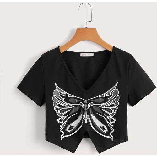 T-shirt court papillon asymétrique - SHEIN - Modalova