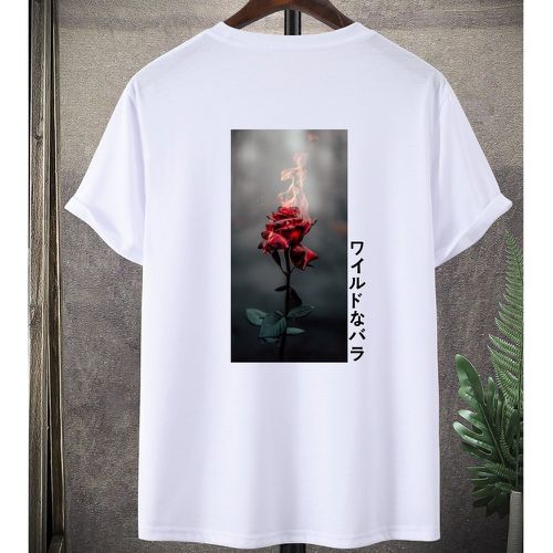 T-shirt fleuri & lettre japonaise - SHEIN - Modalova