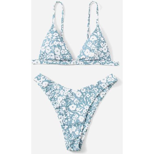 Bikini à imprimé floral triangulaire échancré - SHEIN - Modalova