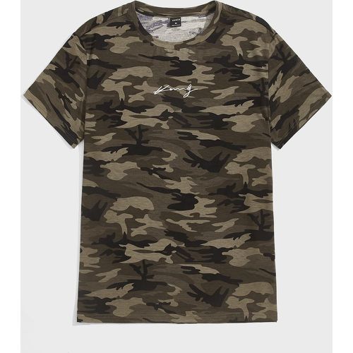 T-shirt à motif lettre et camouflage - SHEIN - Modalova