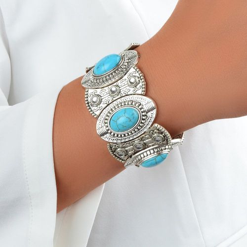 Bracelet ovale à détail turquoise - SHEIN - Modalova