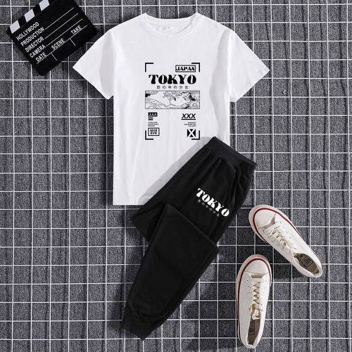 Figure et lettre T-shirt & à poches Pantalon de survêtement - SHEIN - Modalova