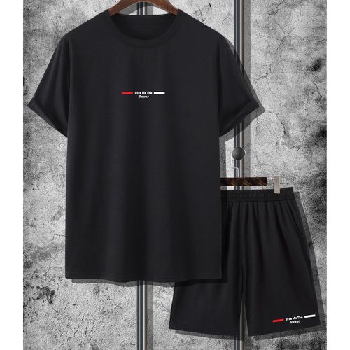 Short & T-shirt slogan & à imprimé géométrique - SHEIN - Modalova