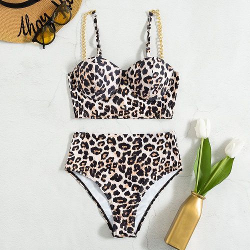 Bikini léopard à chaîne taille haute - SHEIN - Modalova