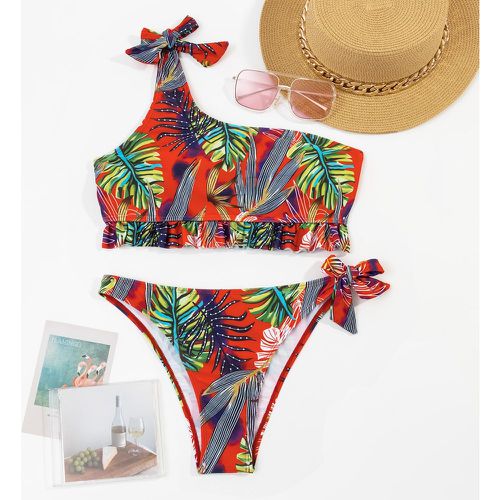 Bikini à imprimé tropical à plis - SHEIN - Modalova