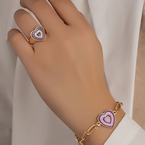 Anneau à blocs de couleurs à détail cœur & bracelet - SHEIN - Modalova