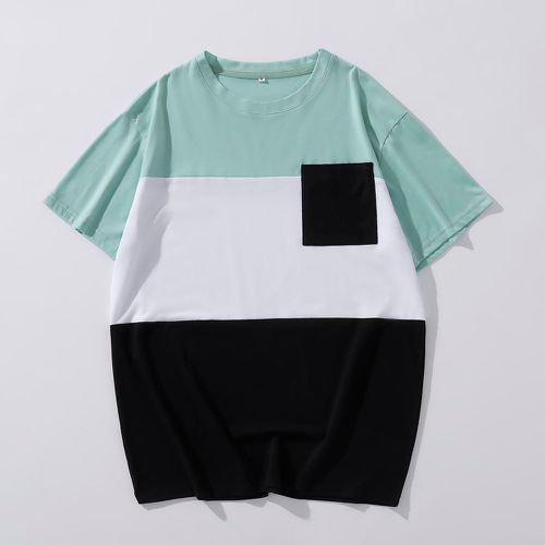 T-shirt à blocs de couleurs patch à poche - SHEIN - Modalova
