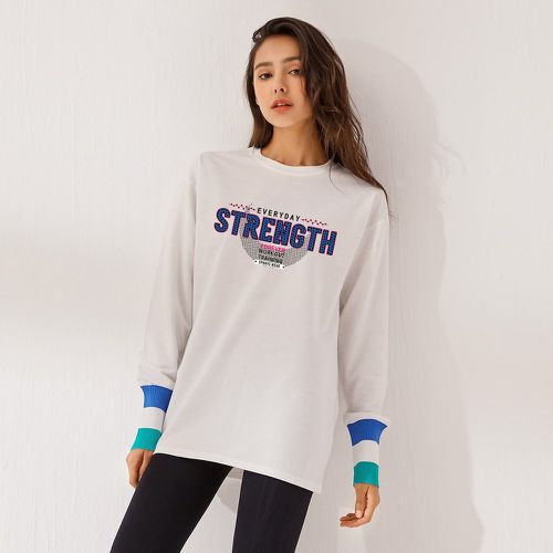Sweat-shirt à lettres à blocs de couleurs - SHEIN - Modalova