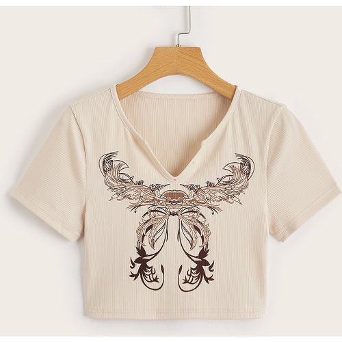 T-shirt court papillon côtelé - SHEIN - Modalova