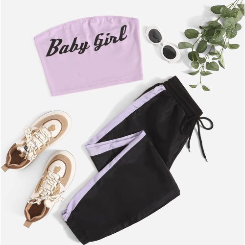 Ensemble jogging coupe-vent et top bandeau à motif lettres Baby Girl - SHEIN - Modalova
