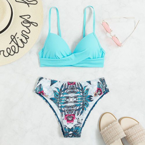 Bikini push-up à imprimé tropical torsadé - SHEIN - Modalova