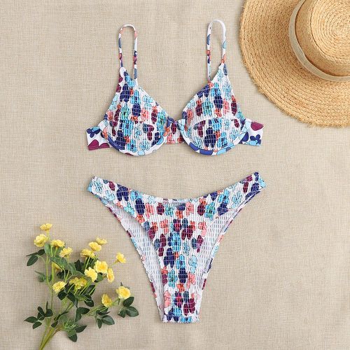 Bikini à armatures à imprimé floral froncé - SHEIN - Modalova
