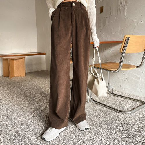 Pantalon à poche à plis en velours côtelé - SHEIN - Modalova