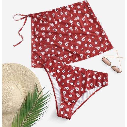 Bas de bikini à imprimé floral avec jupe de plage - SHEIN - Modalova
